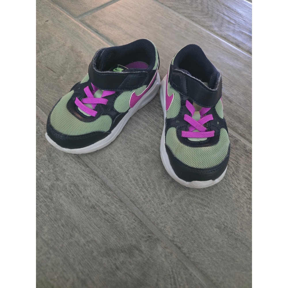 Nike Air Max SC Toddler Size 7 Sneakers Honeydew Fuschia‎ Hook and Loop Shoes